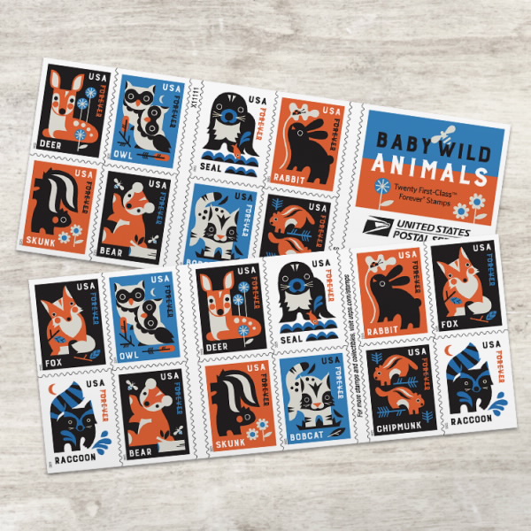dfghjkoiuytredxcgfd 2025 Baby Wild Animals Forever Stamps